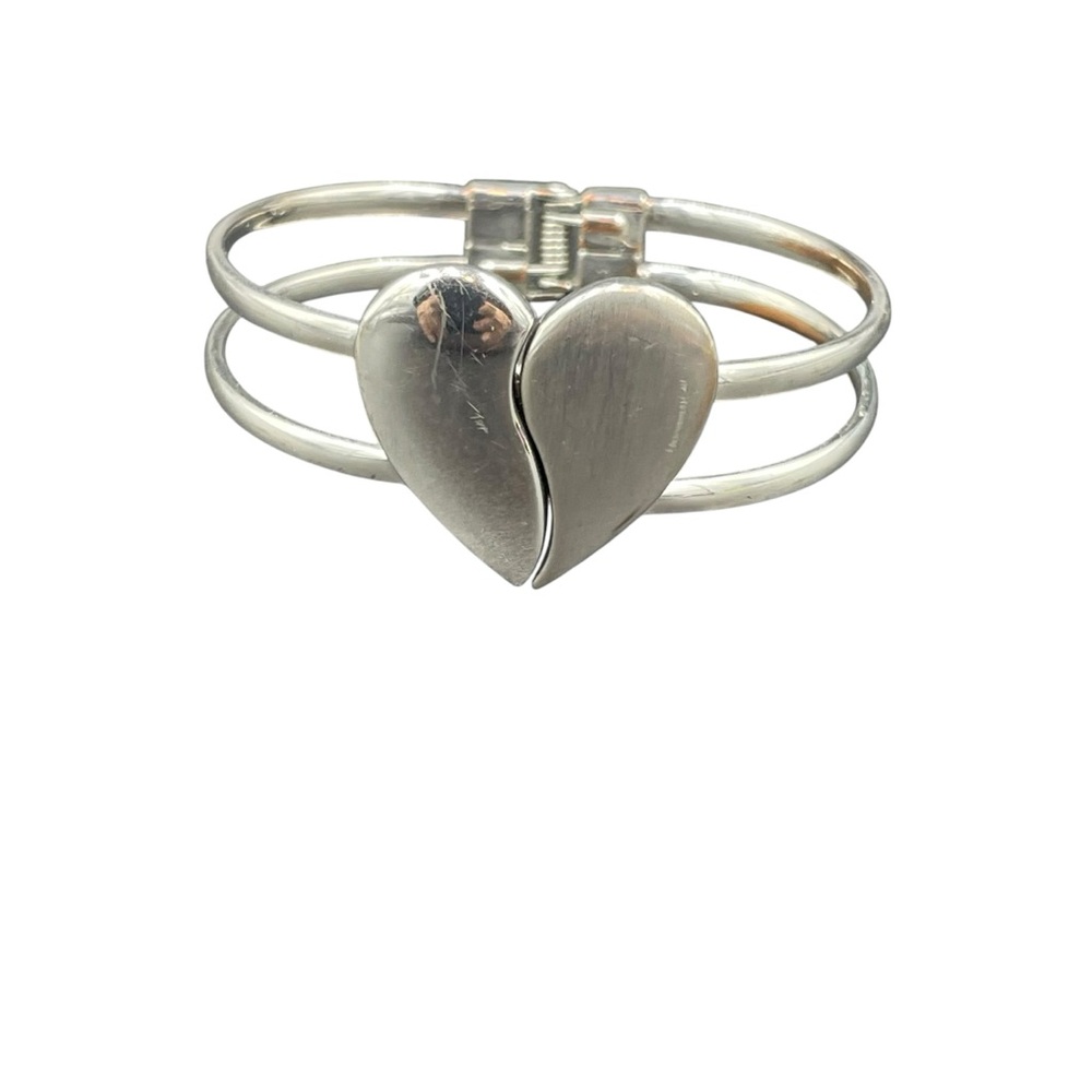 Premier Designs Silver Tone Heart to Heart Bracelet Double Band